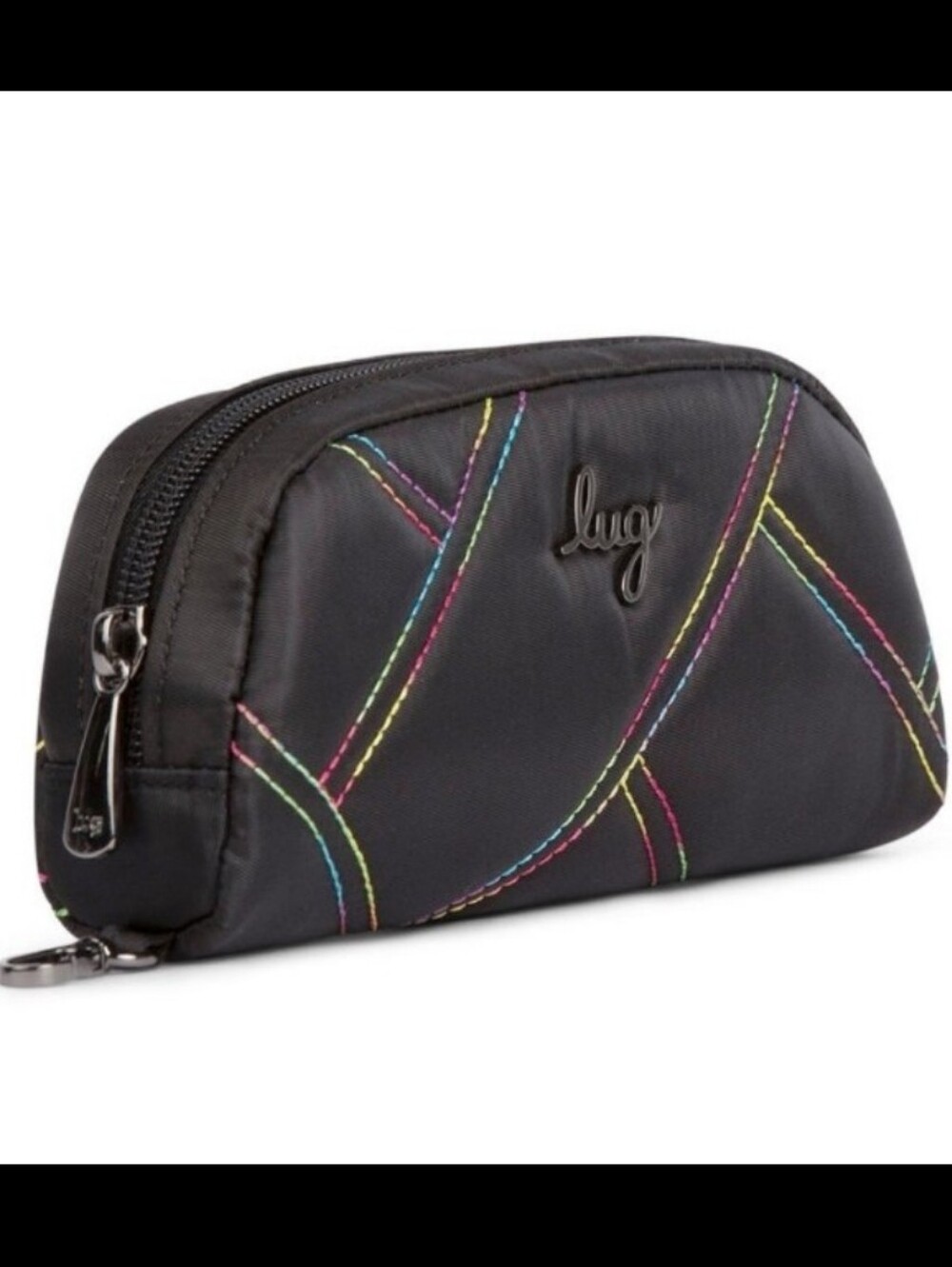 Lug Bob sled glasses case with rainbow stitching.